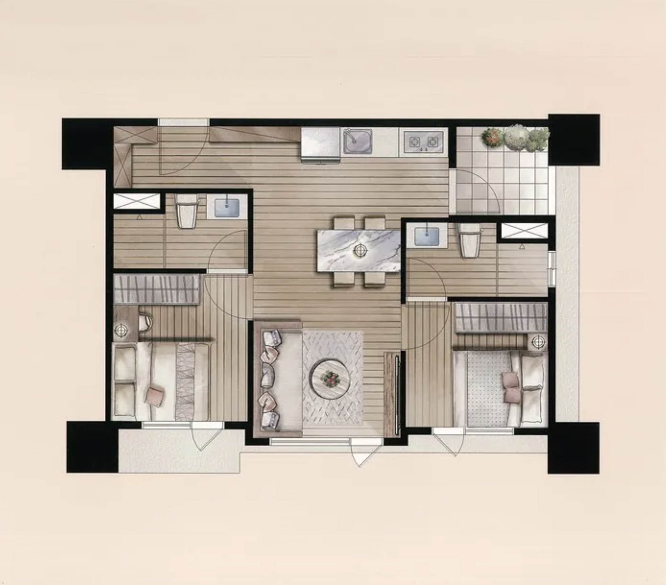 變更後兩房平面圖