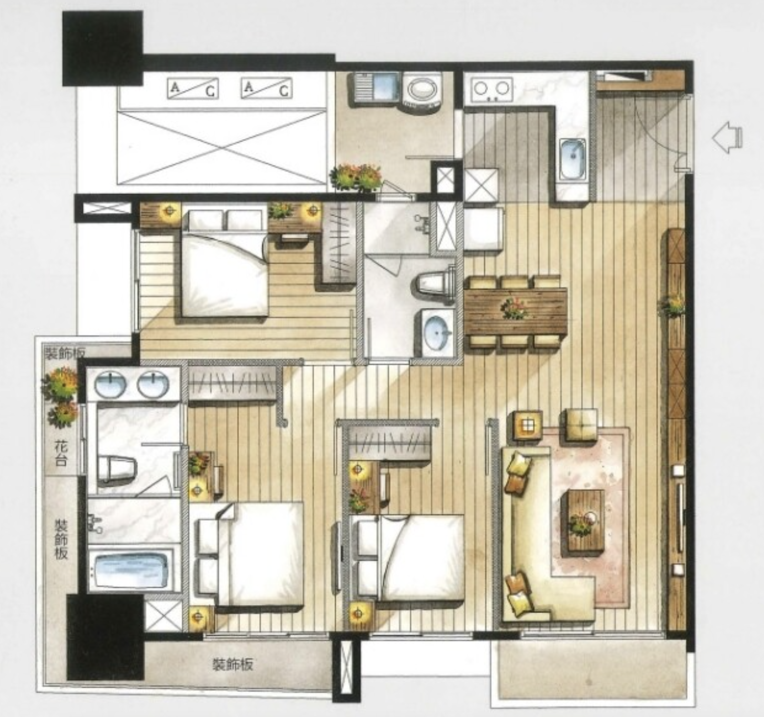 原始三房平面圖